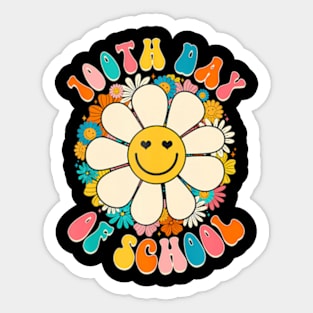 Groovy Happy 100Th Day Of School Smile Face Flower Kid Sticker